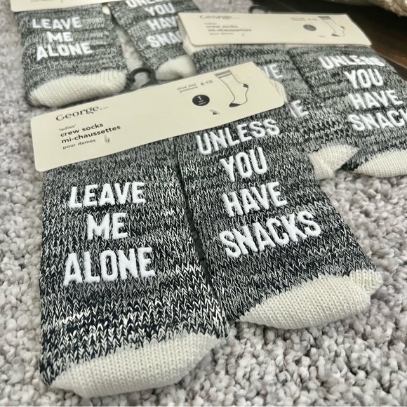 Ladies Crew Socks - Lot of 3 - BRING SNACKS, Fun/Novelty NWT - Picture 1 of 10